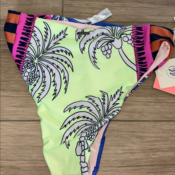 Maaji Periwinkle Palms Sussac swimsuit high rise Bottom - Blue and pink small - Picture 6 of 7